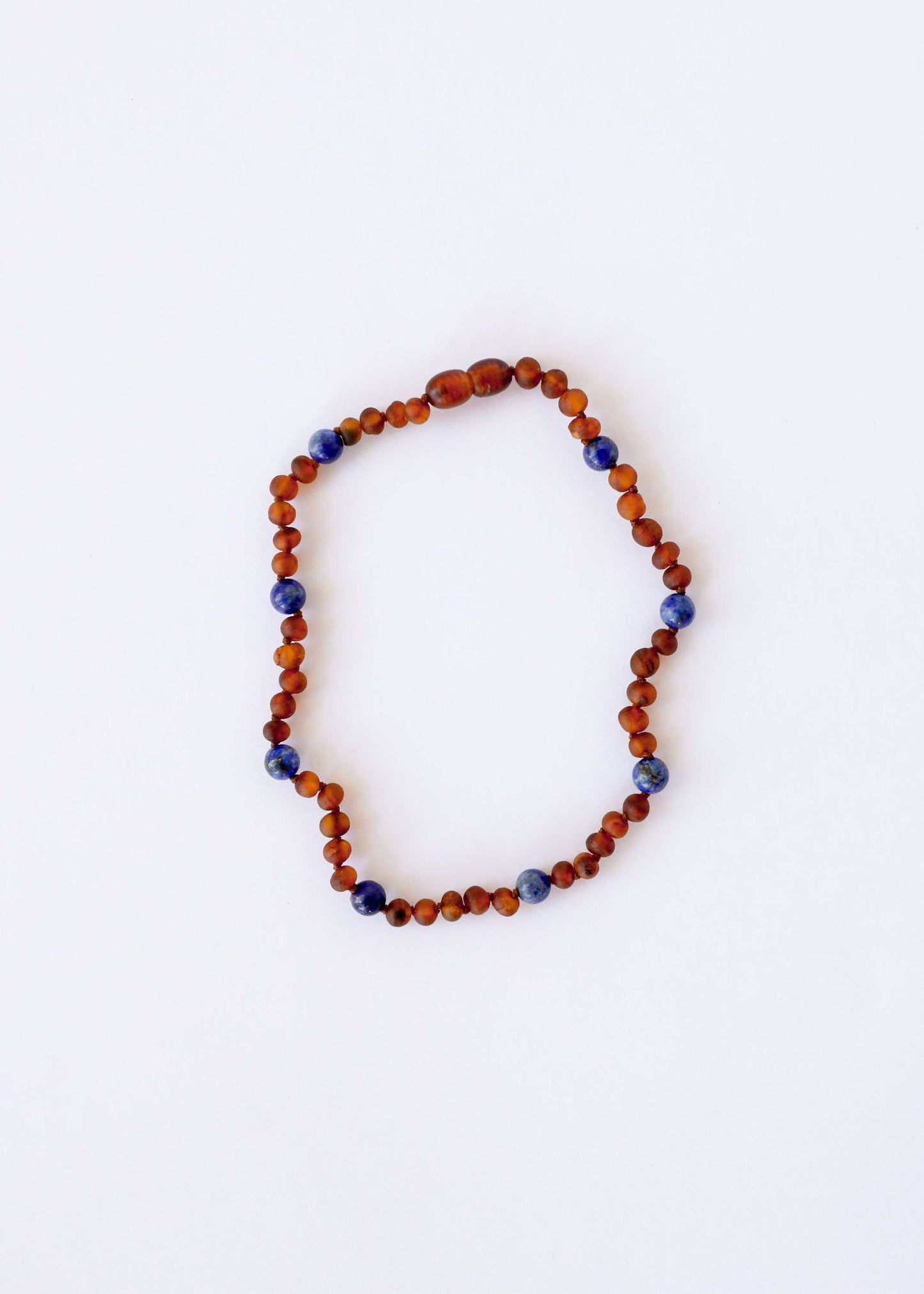 CanyonLeaf - Raw Cognac Baltic Amber + Lapis Lazuli || Halo Necklace