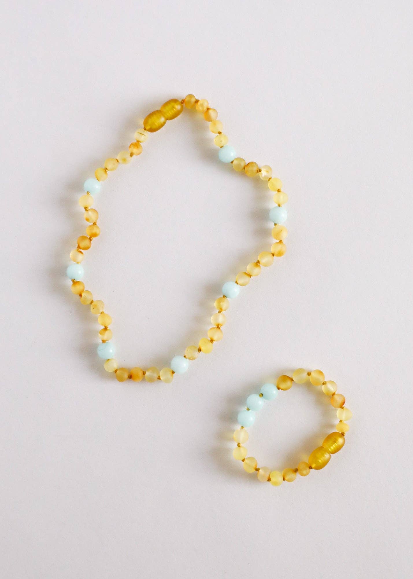 CanyonLeaf - Raw Honey Baltic Amber + Amazonite || Halo Necklace