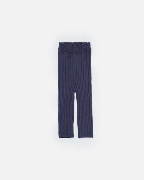 Cotton Leggings - Navy Ribbed