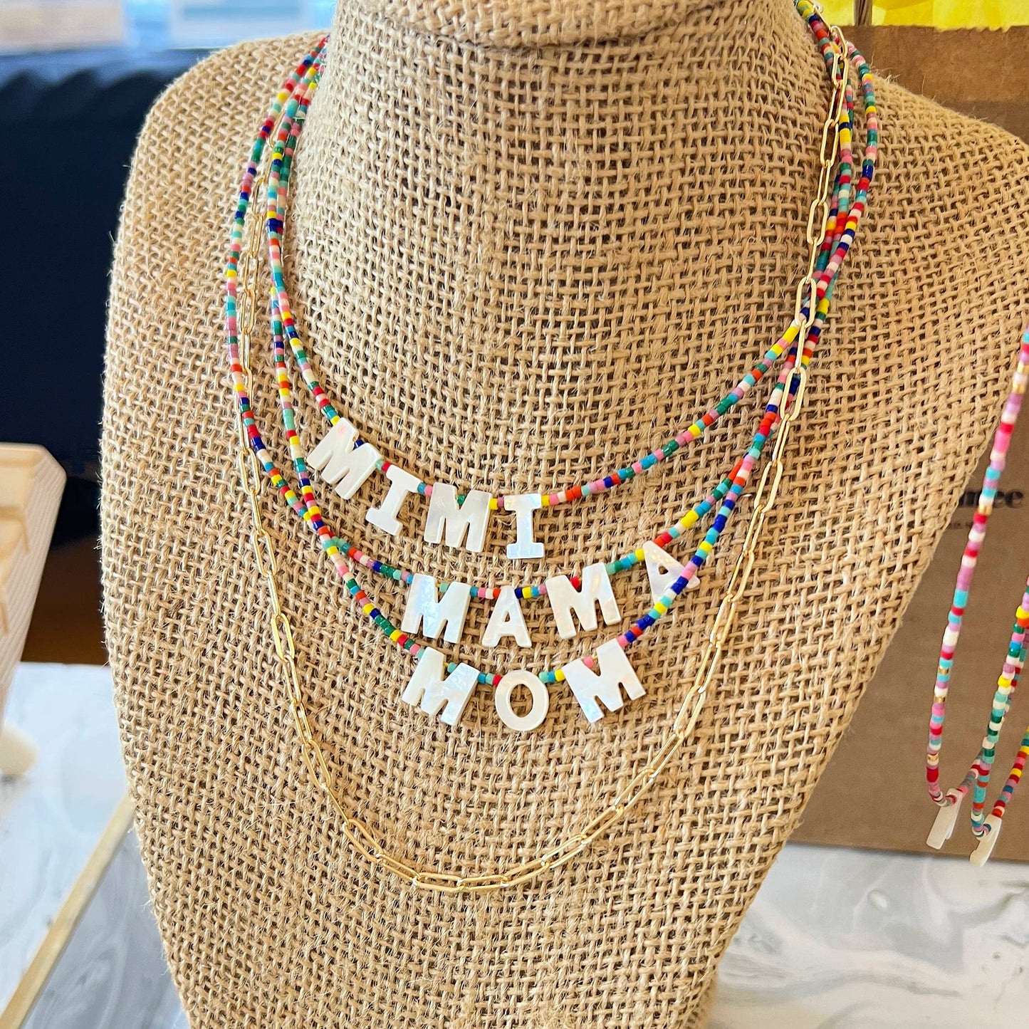 Necklace with Mother-of-Pearl Letters