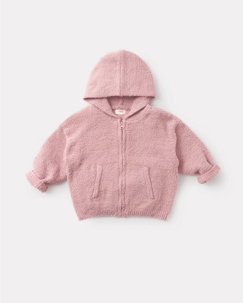 Fuzzy Zip Up Hoodie - Ash Rose