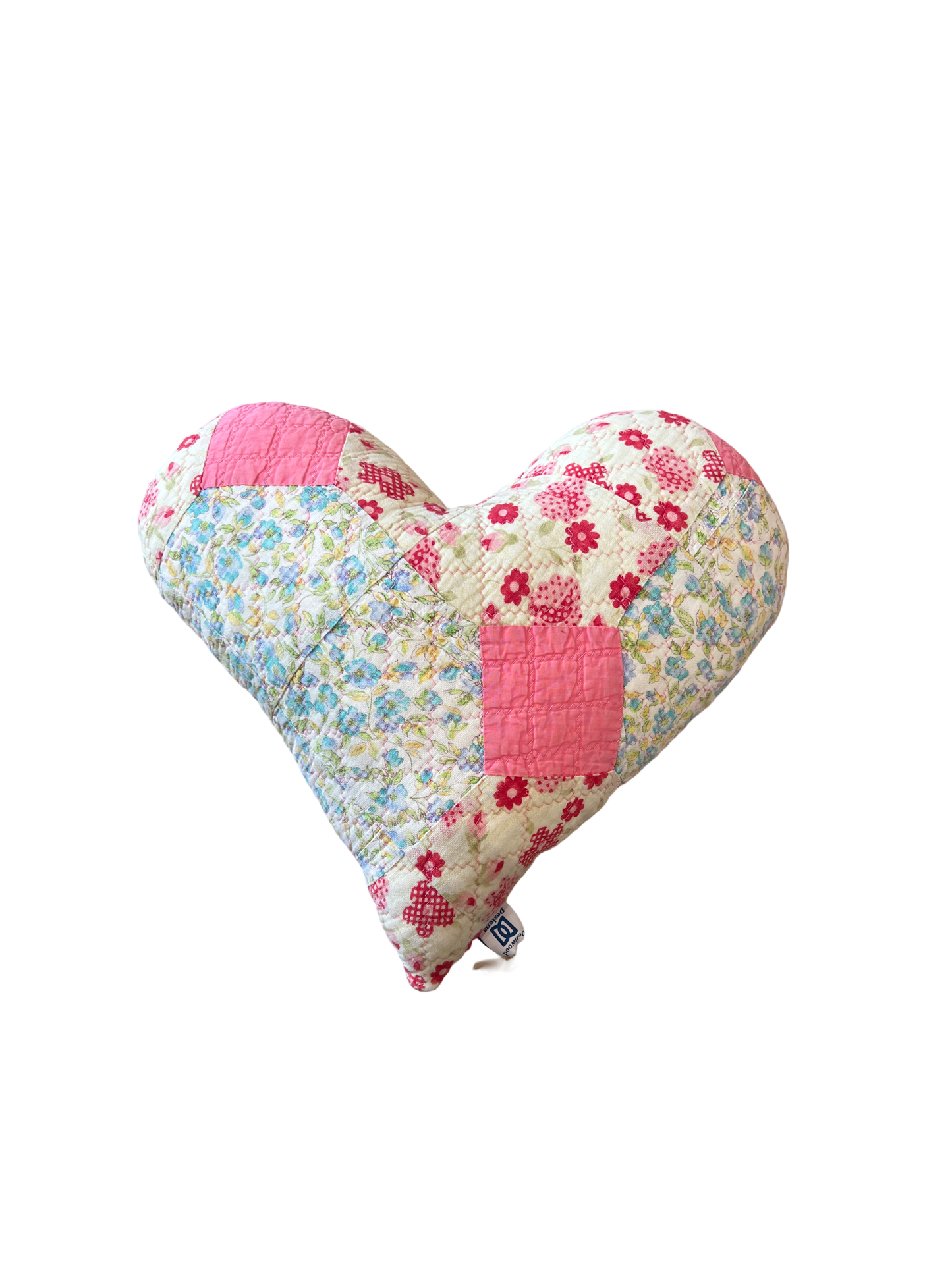Vintage Quilt Heart Pillow