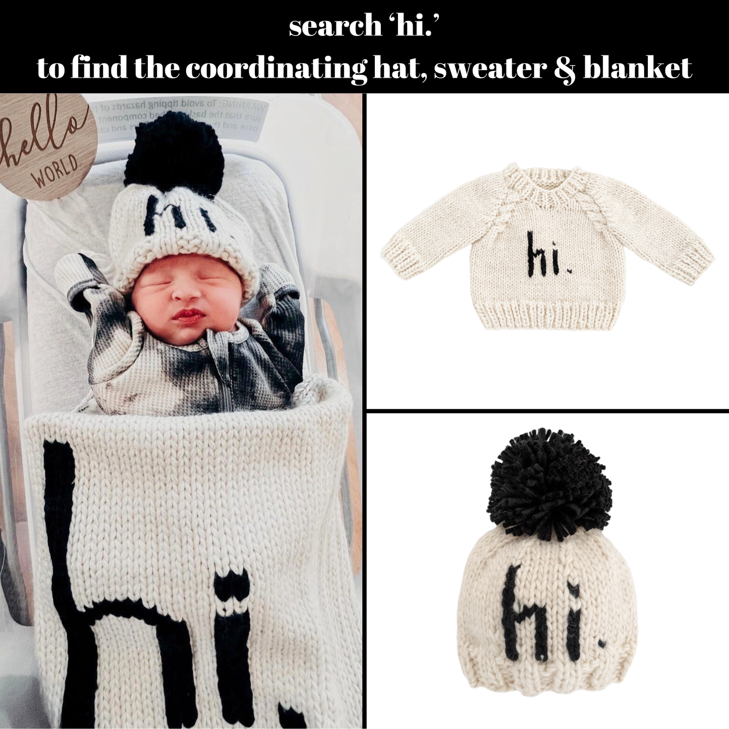 Hi. Black Crew Neck Sweater