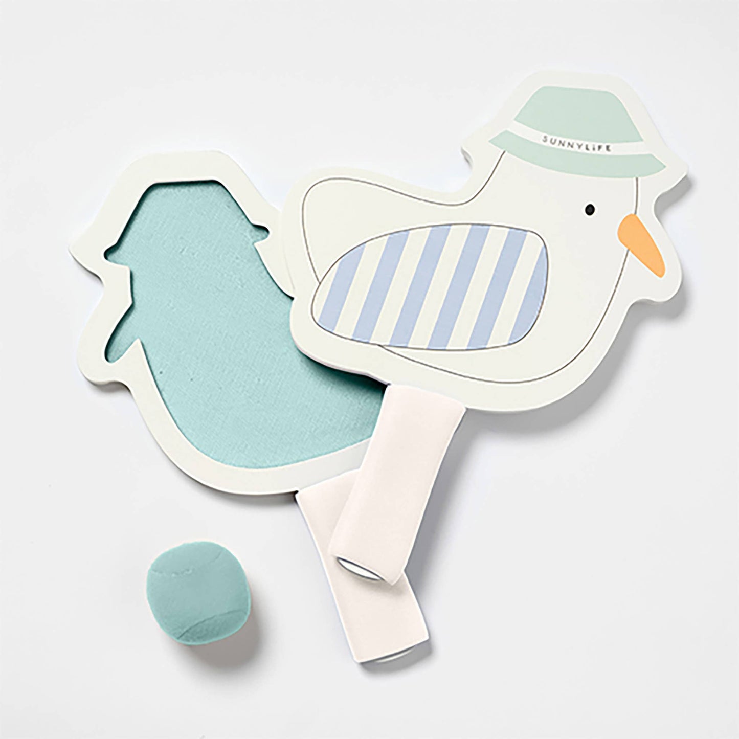 Kids Velcro Beach Bats Sid the Seagull Blue Stripe