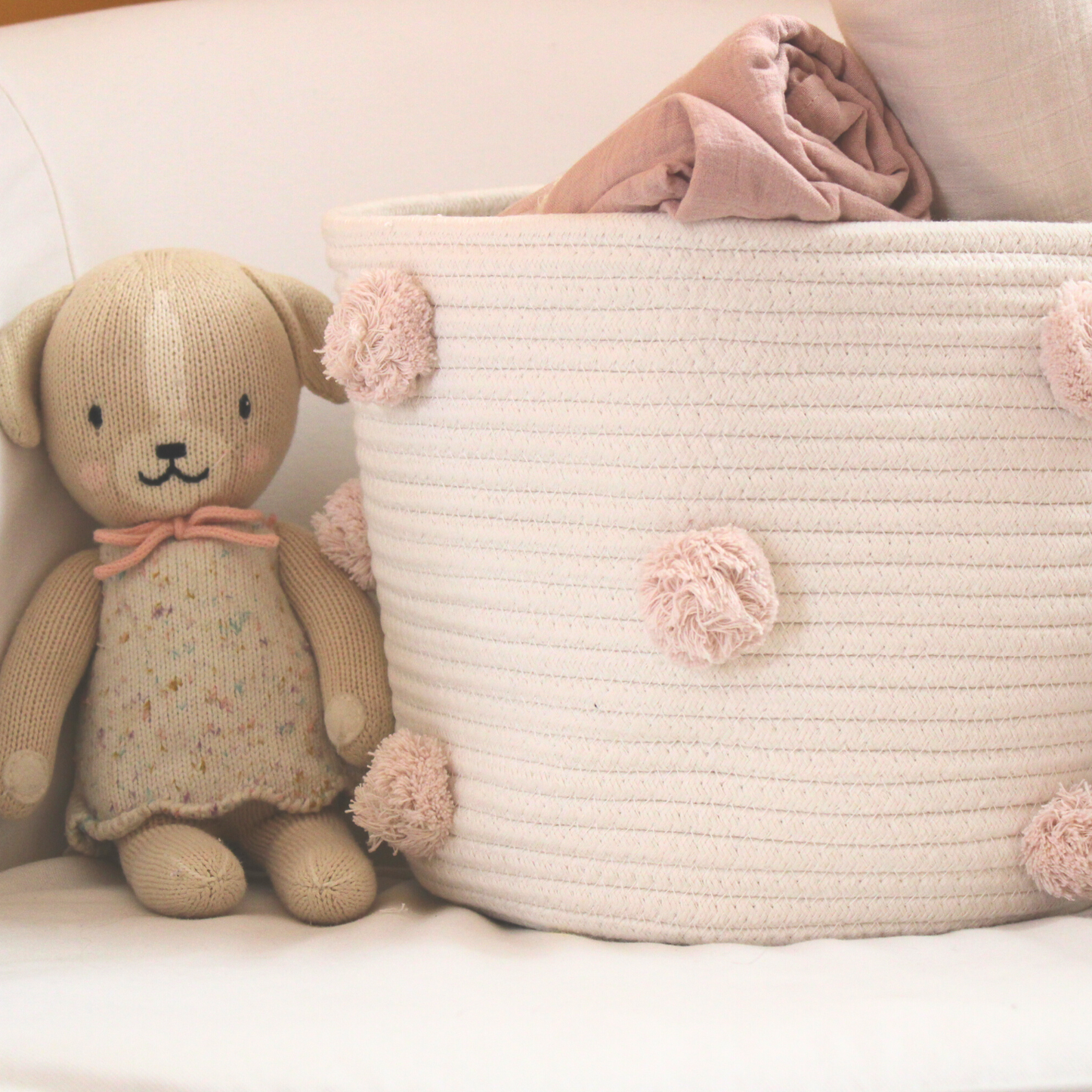 Blush Pom Basket
