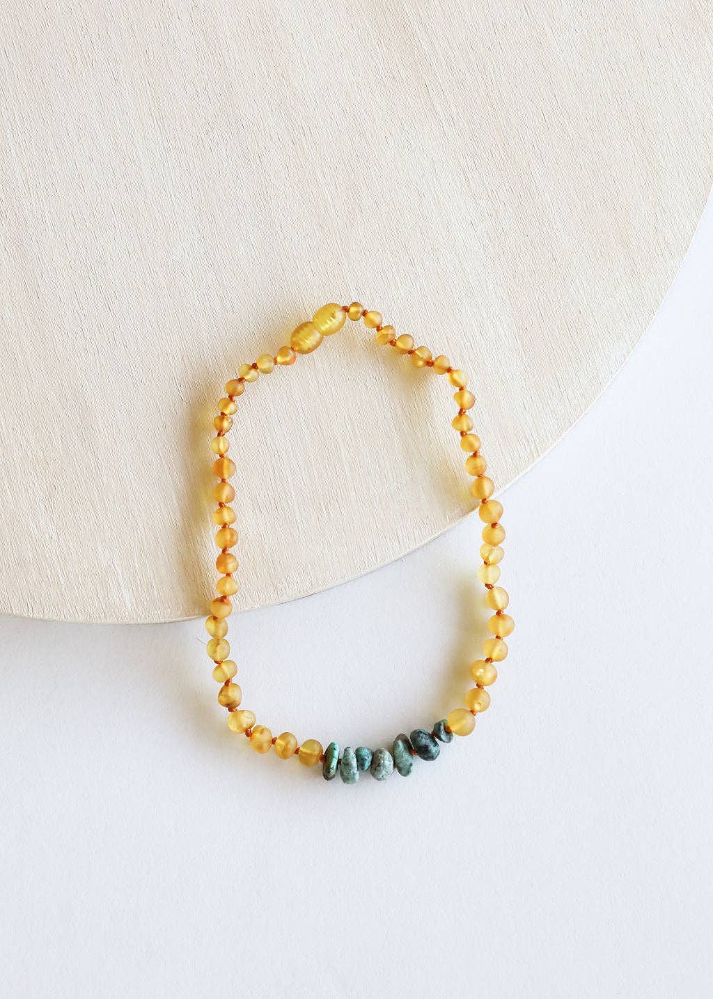 Raw Honey Baltic Amber + Raw Turquoise Jasper Necklace