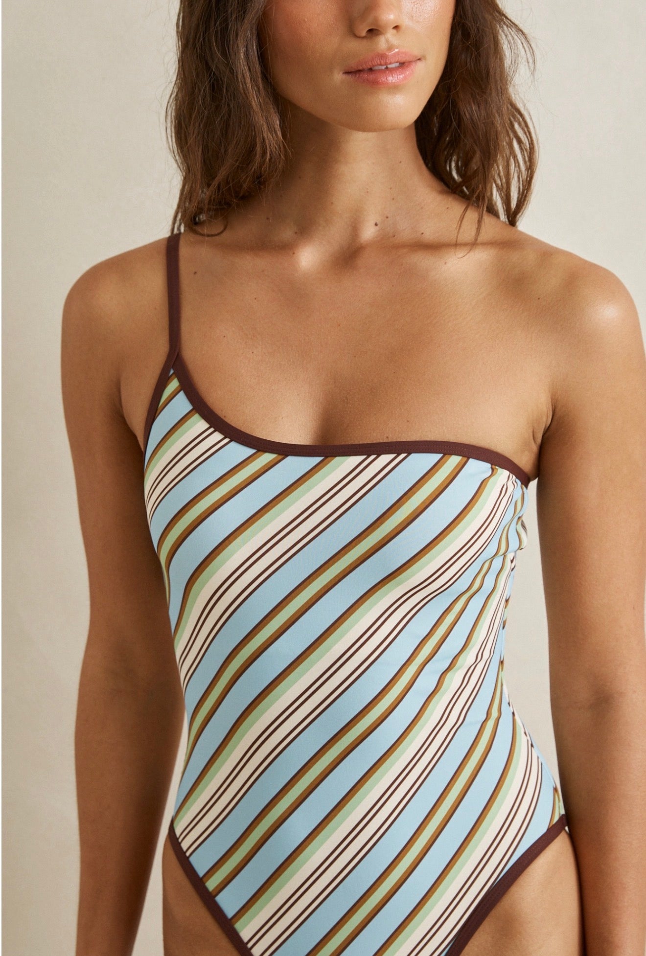 Frankie Stripe One Shoulder One Piece