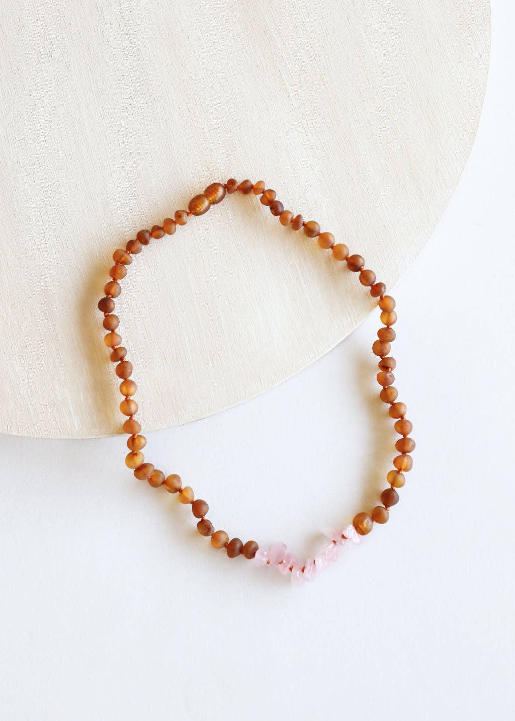 CanyonLeaf - Raw Cognac Baltic Amber + Raw Rose Quartz