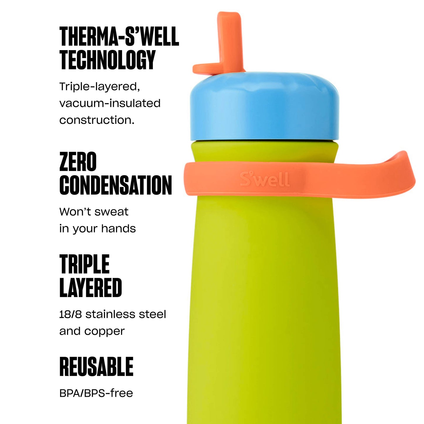 S'well - 16oz Lime Sherbet Traveler with Flip Straw Lid