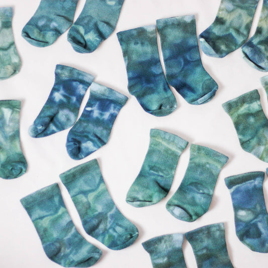 Ice-Dyed Bamboo Baby Socks / Blue Lagoon