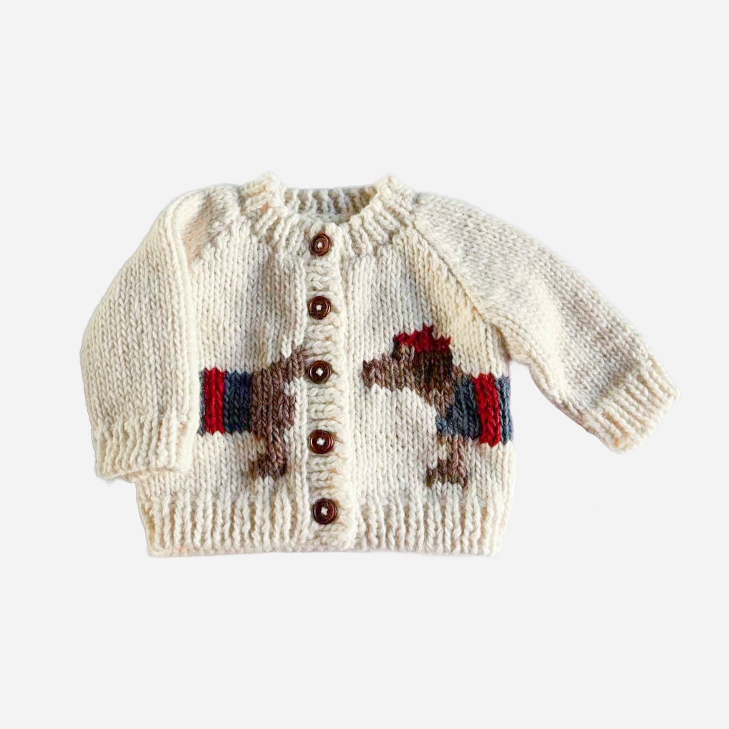 Daschund Cardigan Dog Baby Sweater Red Blue Paris: Cream