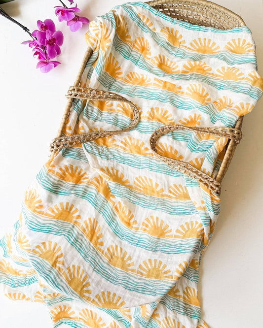 Sun + Wave Organic Baby Swaddle