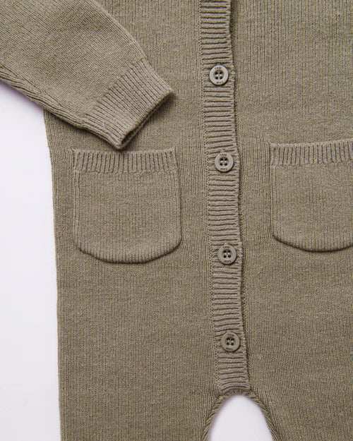 Long Sleeve Ribber Jumpsuit - Olive