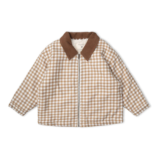 Organic Corduroy Collar Twill Jacket - Oat Gingham