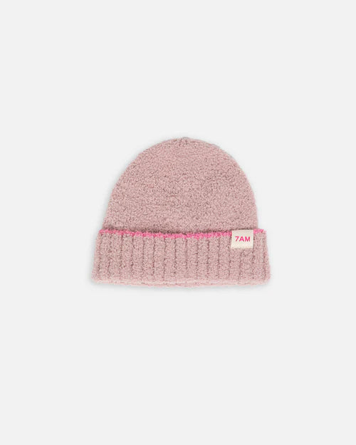 Fuzzy Beanie - Ash Rose