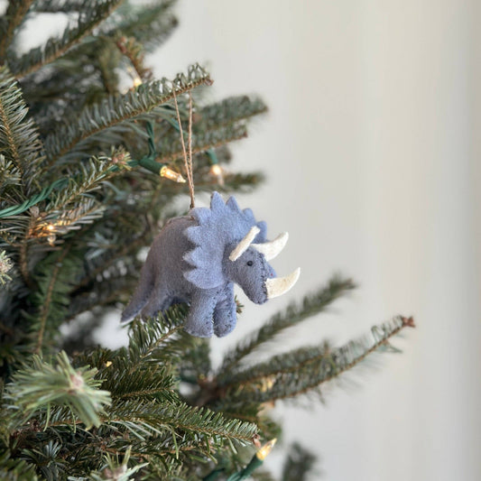 Felt Dinosaur Ornament: Triceratops