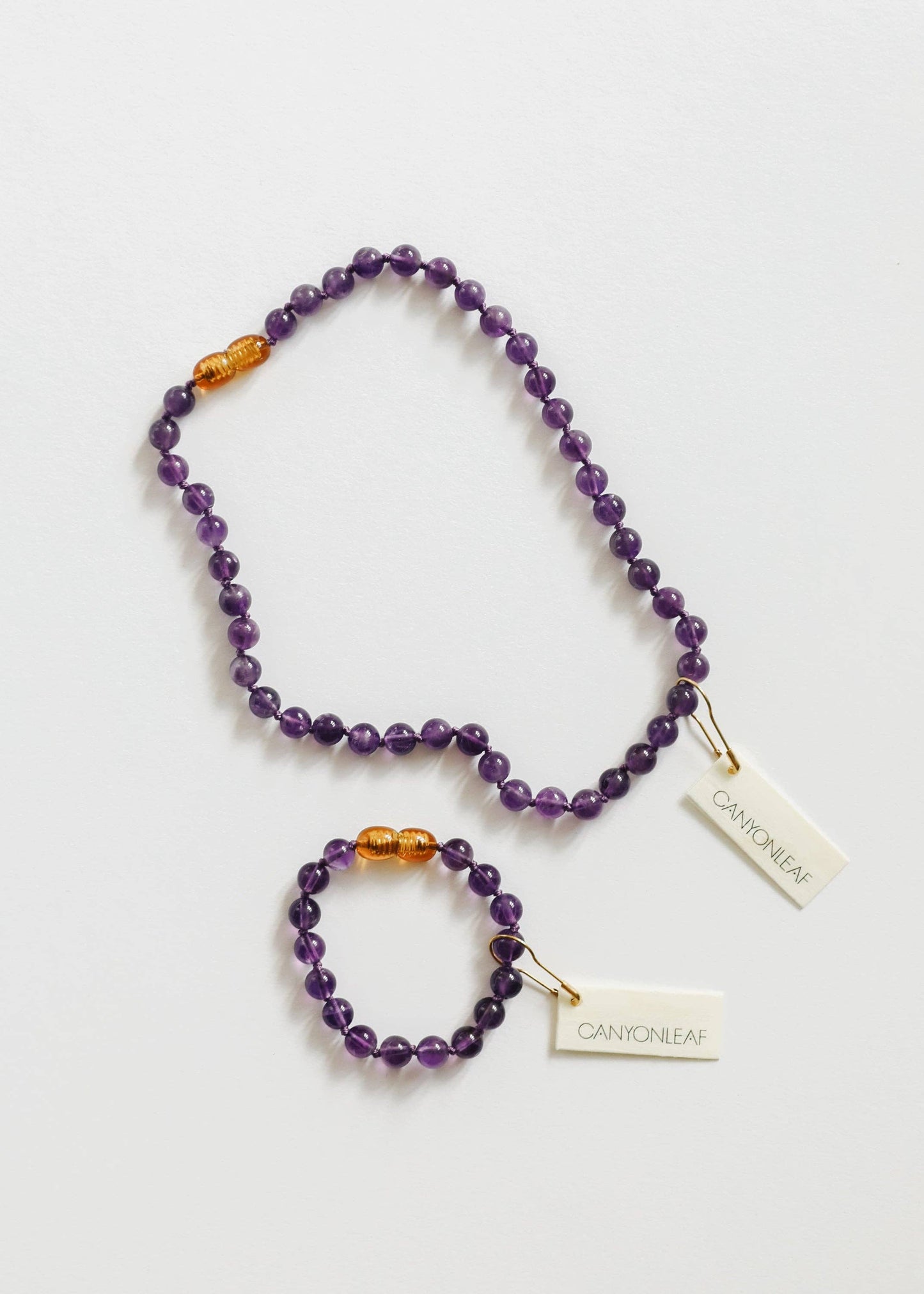 CanyonLeaf - Pure Gemstone + Amethyst ||13" Child Necklace