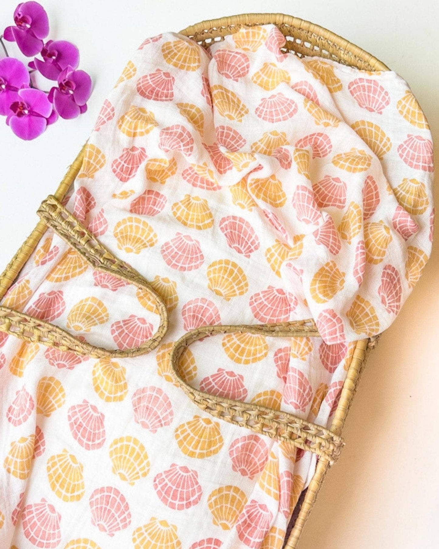 Sea Shell Print Organic Baby Swaddle