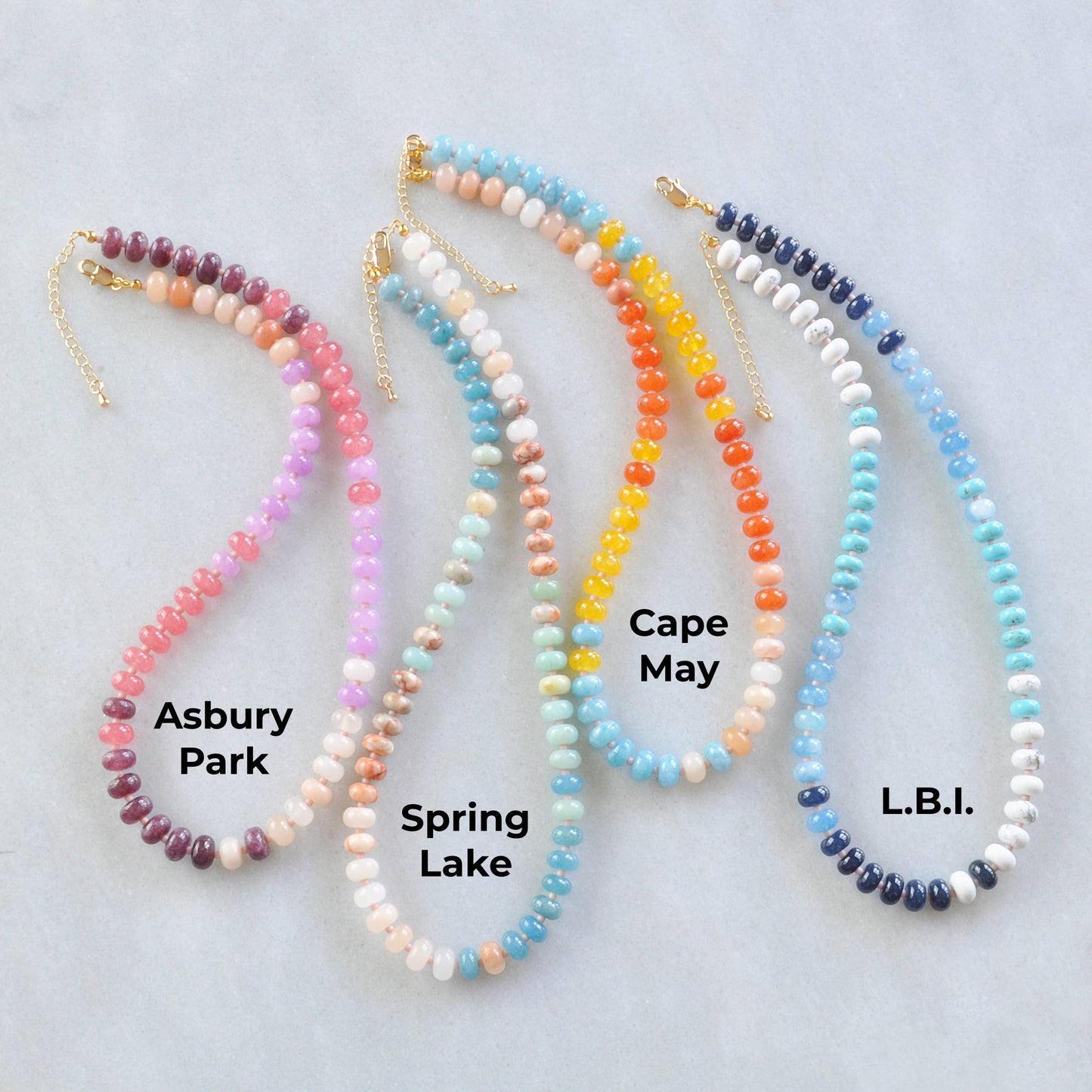 DOWN THE SHORE Chunky Candy Gemstone Necklaces: L.B.I.