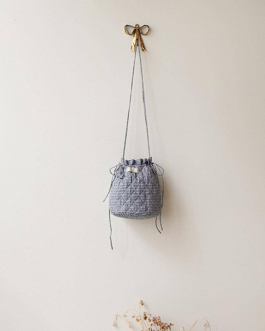 Atèlette - Quilted Cotton Blue Gingham Crossbody Bag