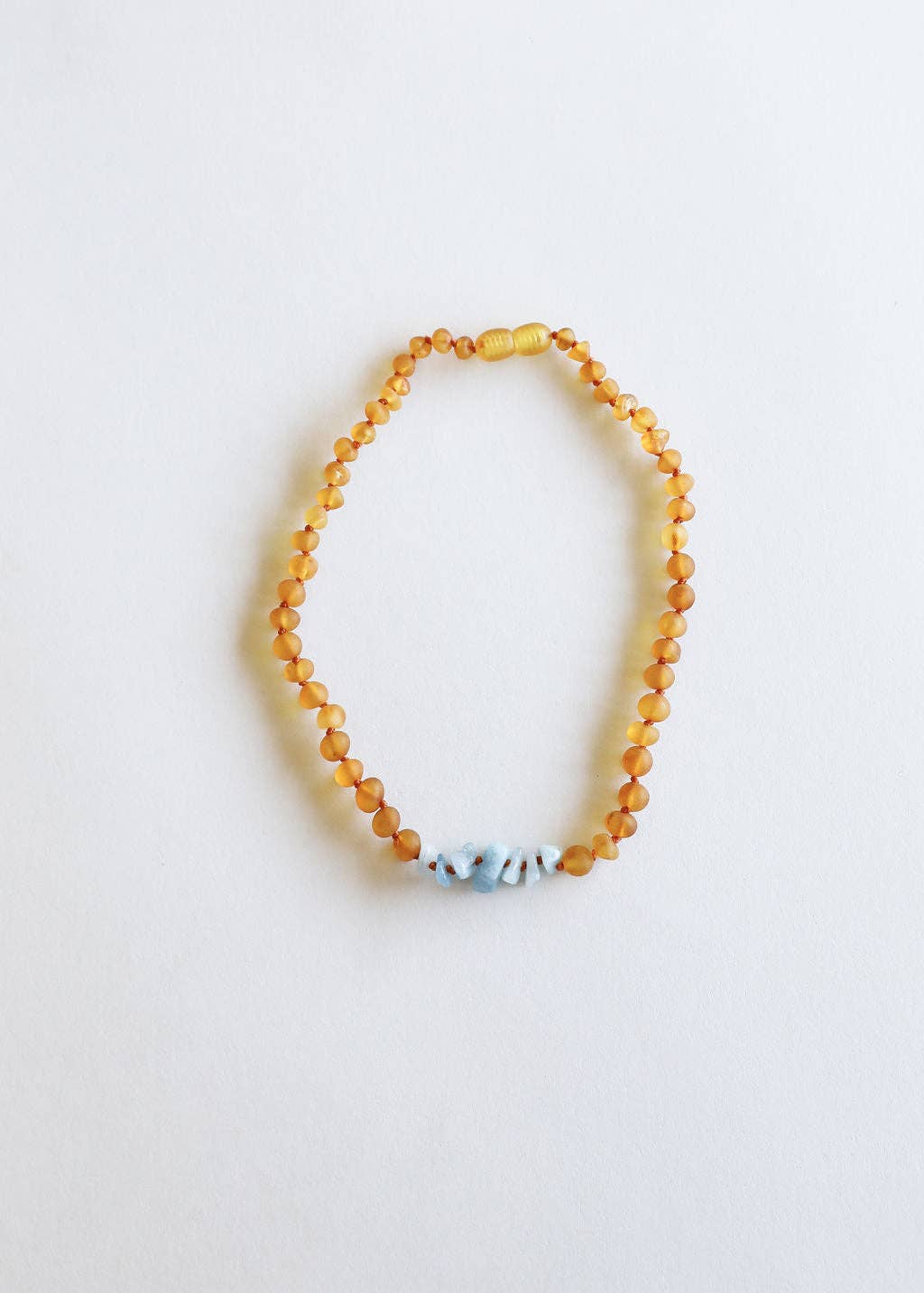 Raw Honey Amber + Raw Aquamarine  ||13" Necklace