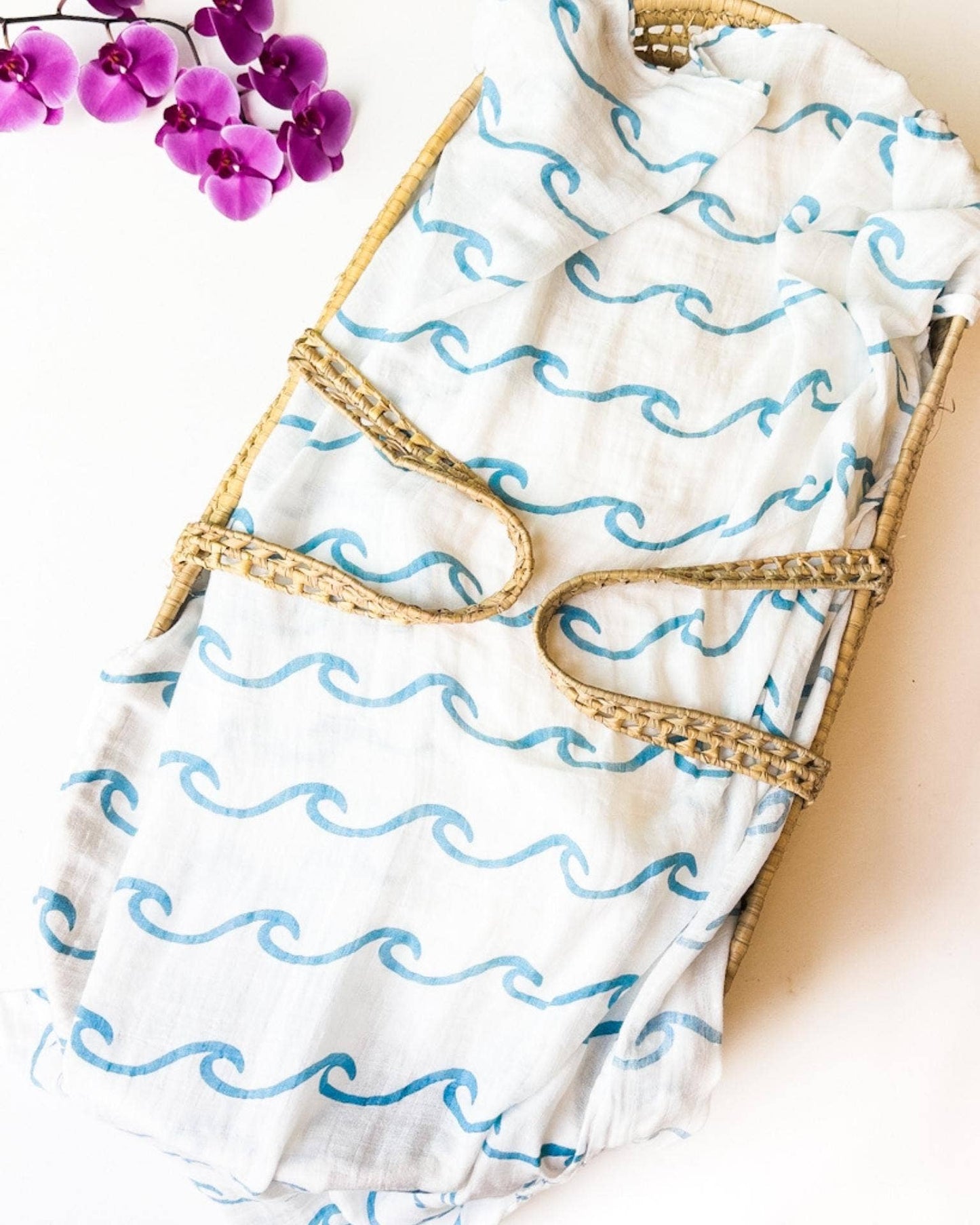Endless Wave Print Organic Baby Swaddle