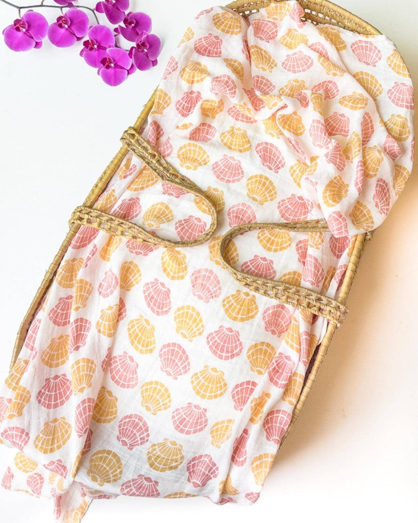 Sea Shell Print Organic Baby Swaddle