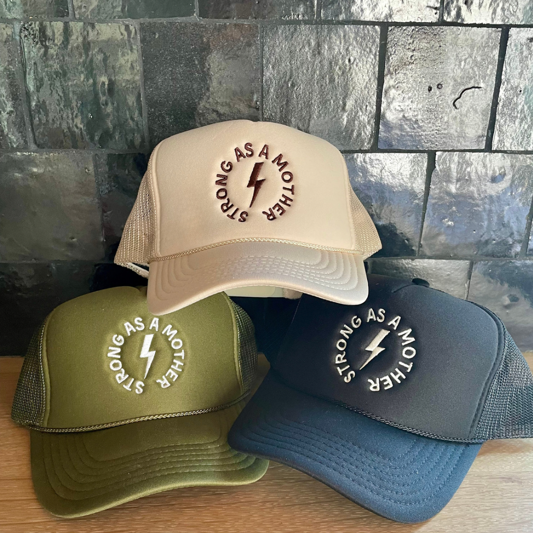 Strong as a mother® Embroidered Trucker Hat - Sand