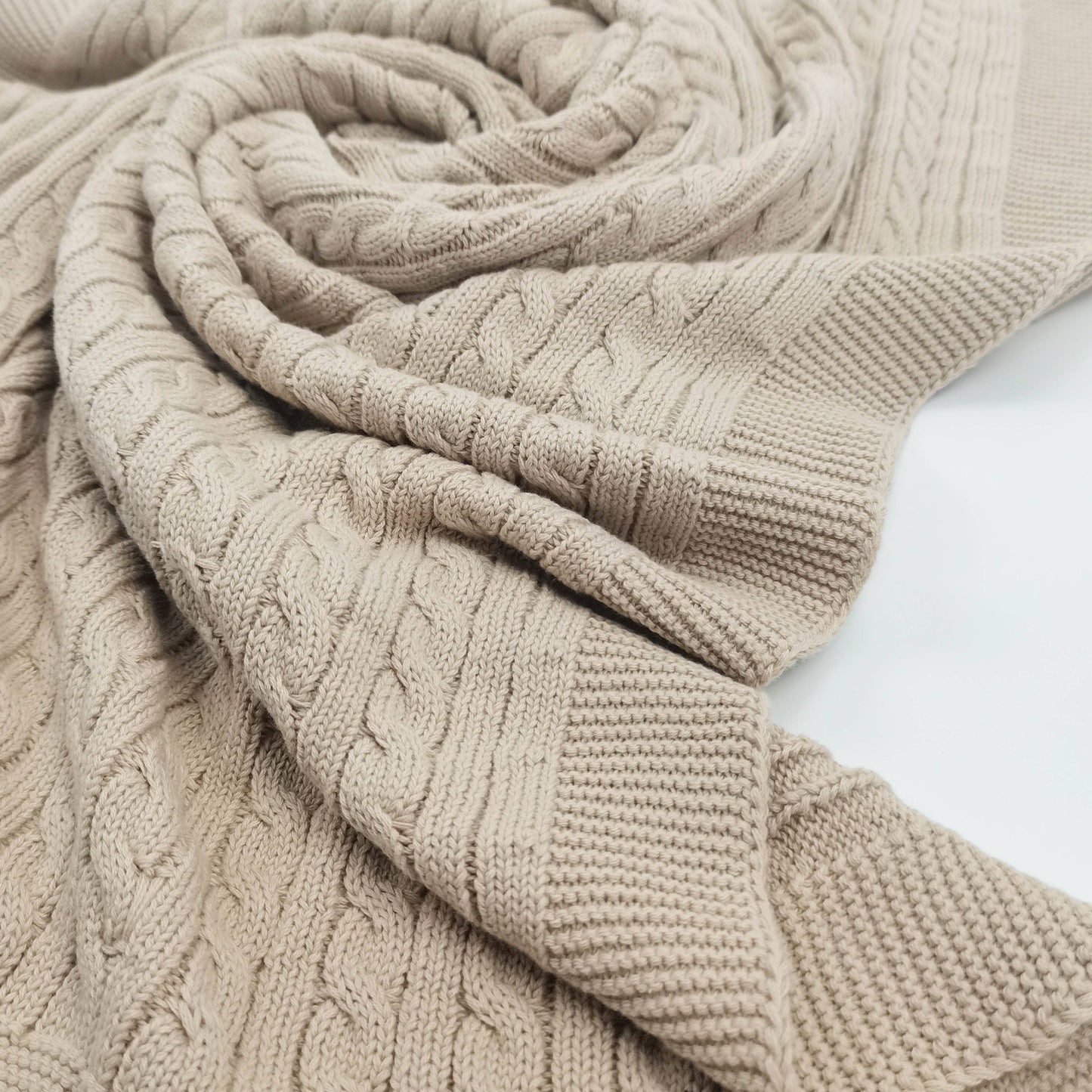 Cable Knit Baby Blanket - Beige