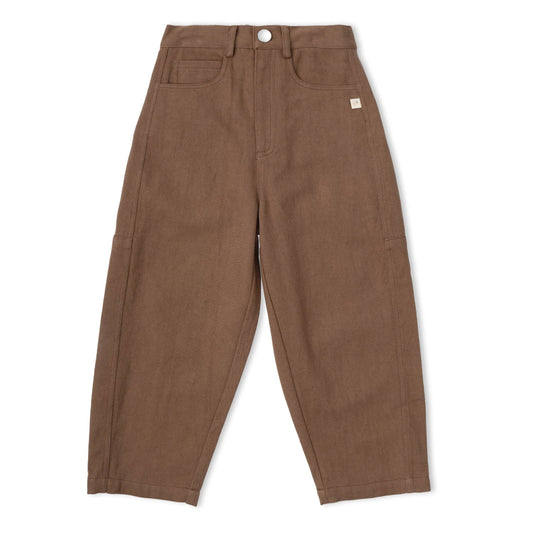 Organic Twill Barrel Pants - Brown