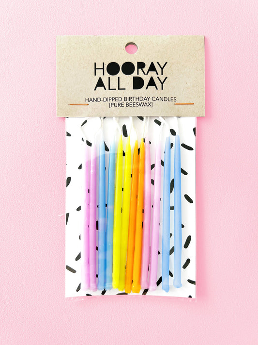 Hooray All Day - 100% Beeswax Hand-Dipped Birthday Candles - Pastels