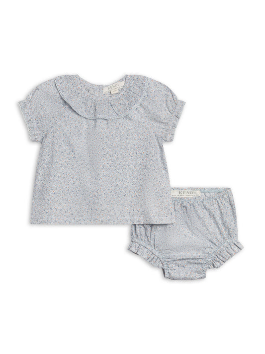 Bess Poplin Ruffle Collar Shirt and Bloomer Set