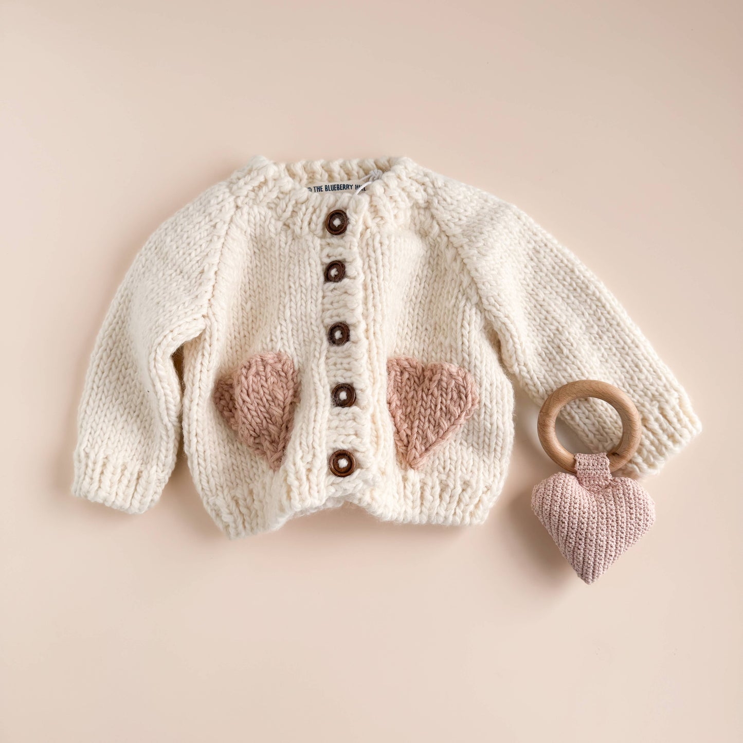 Heart Cardigan Blush Baby Sweater