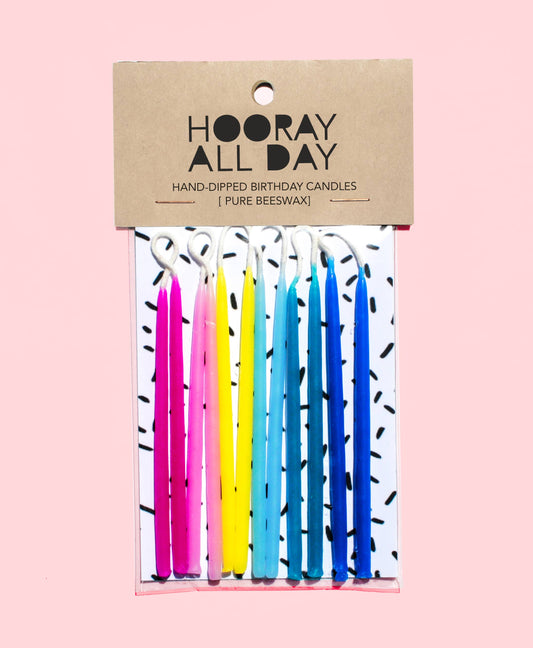 Hooray All Day - Colorful Hand-Dipped Beeswax Birthday Candles: Rainbow