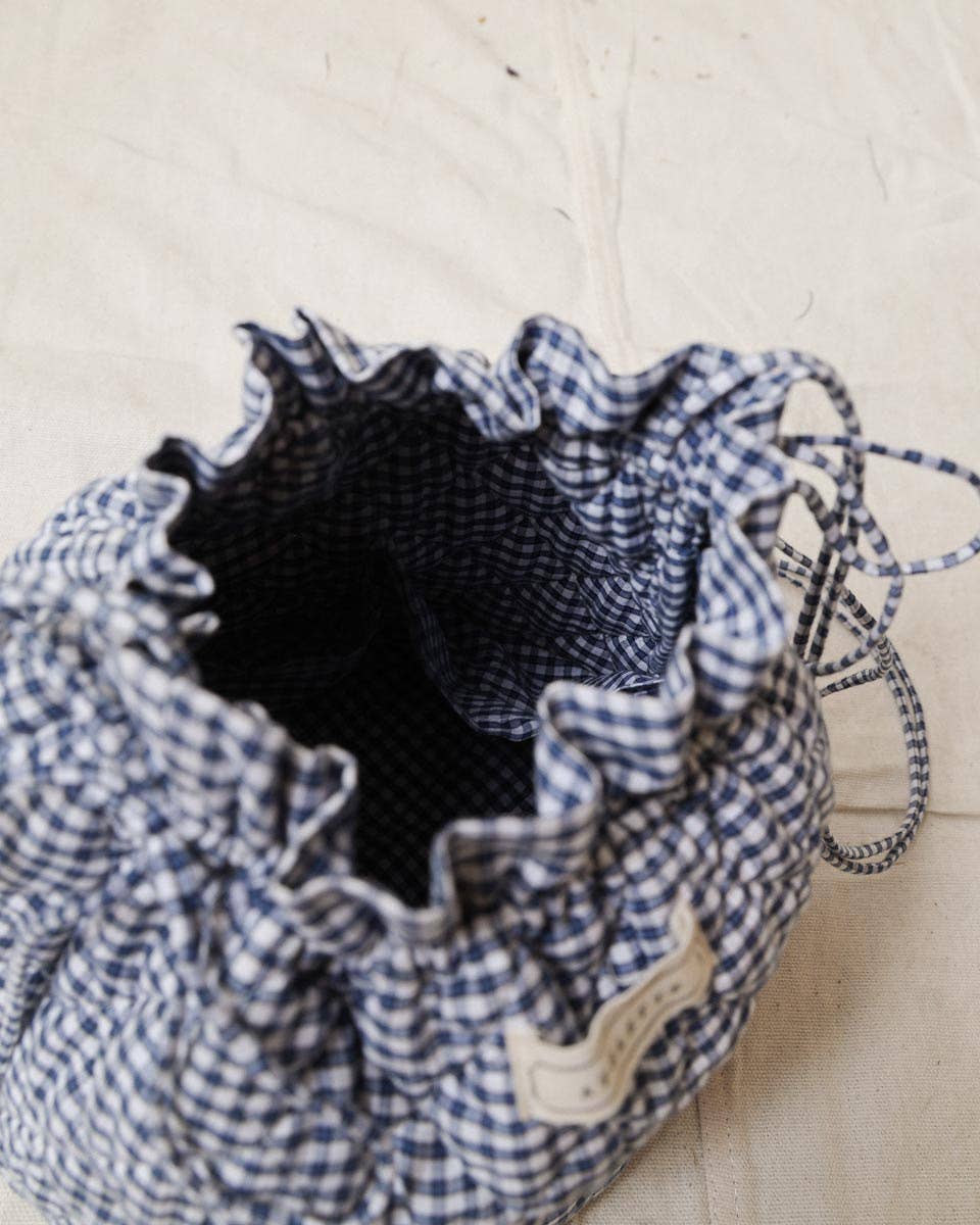Atèlette - Quilted Cotton Blue Gingham Crossbody Bag