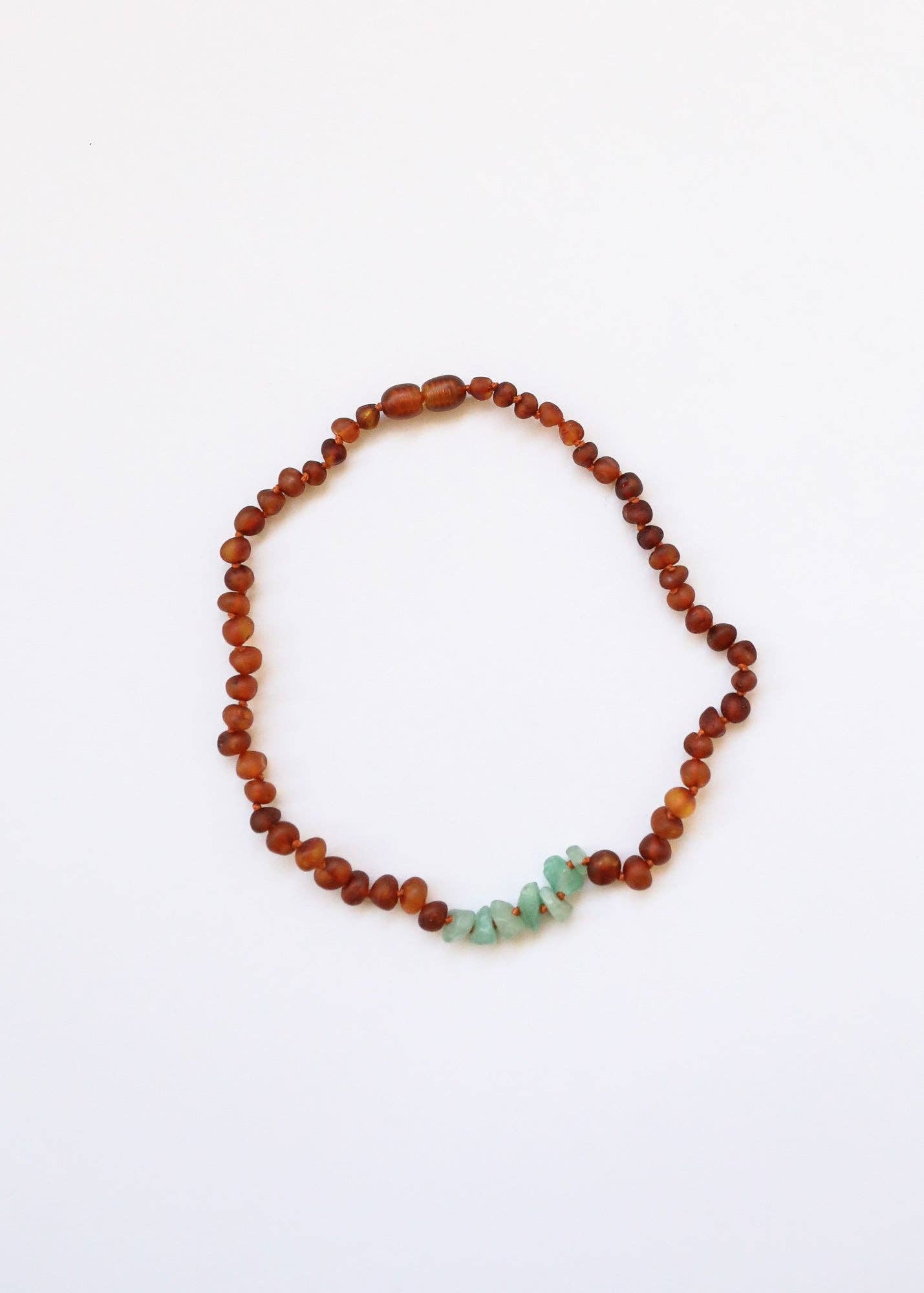 Raw Cognac Baltic Amber + Raw Aventurine Necklace