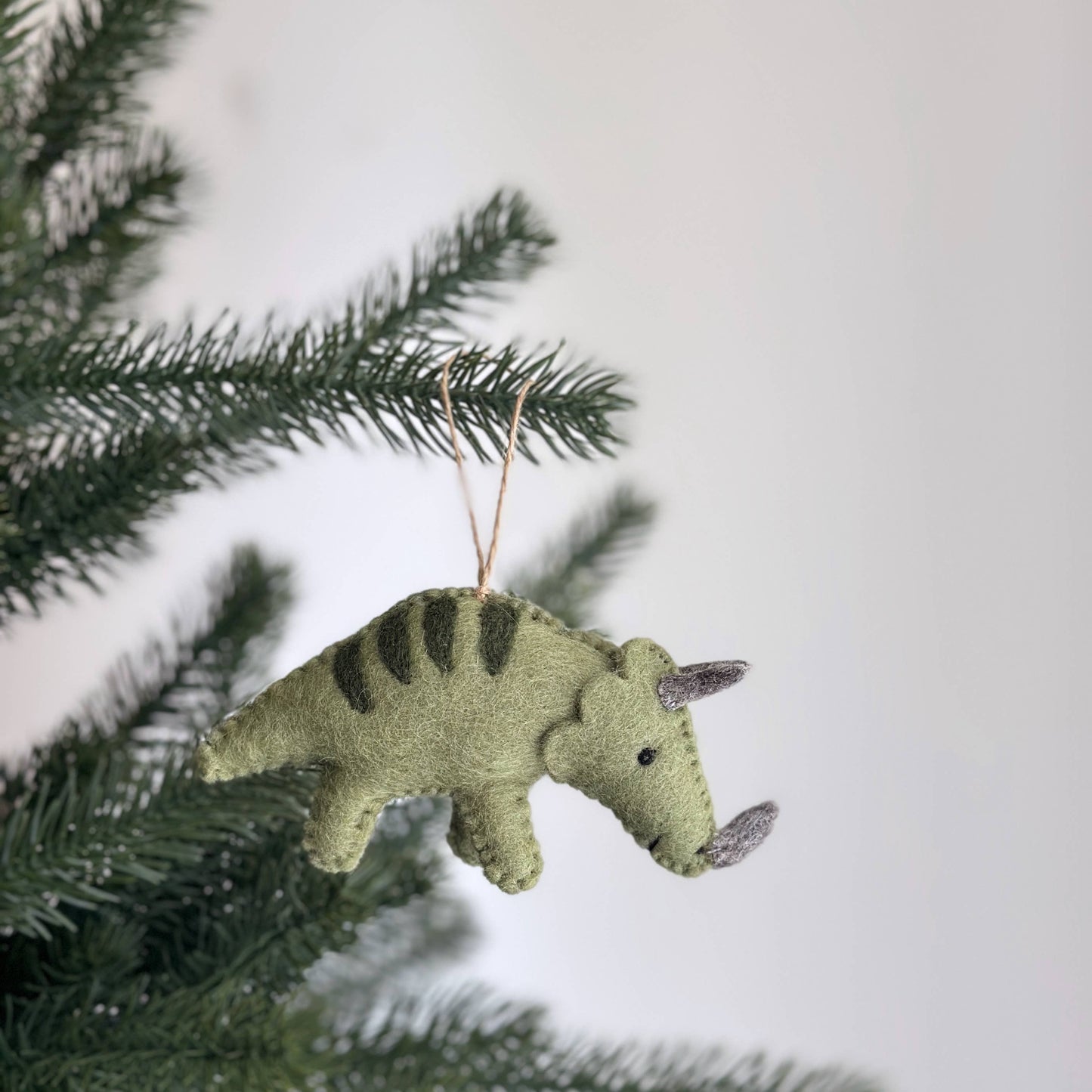 Felt Dinosaur Ornament: Triceratops