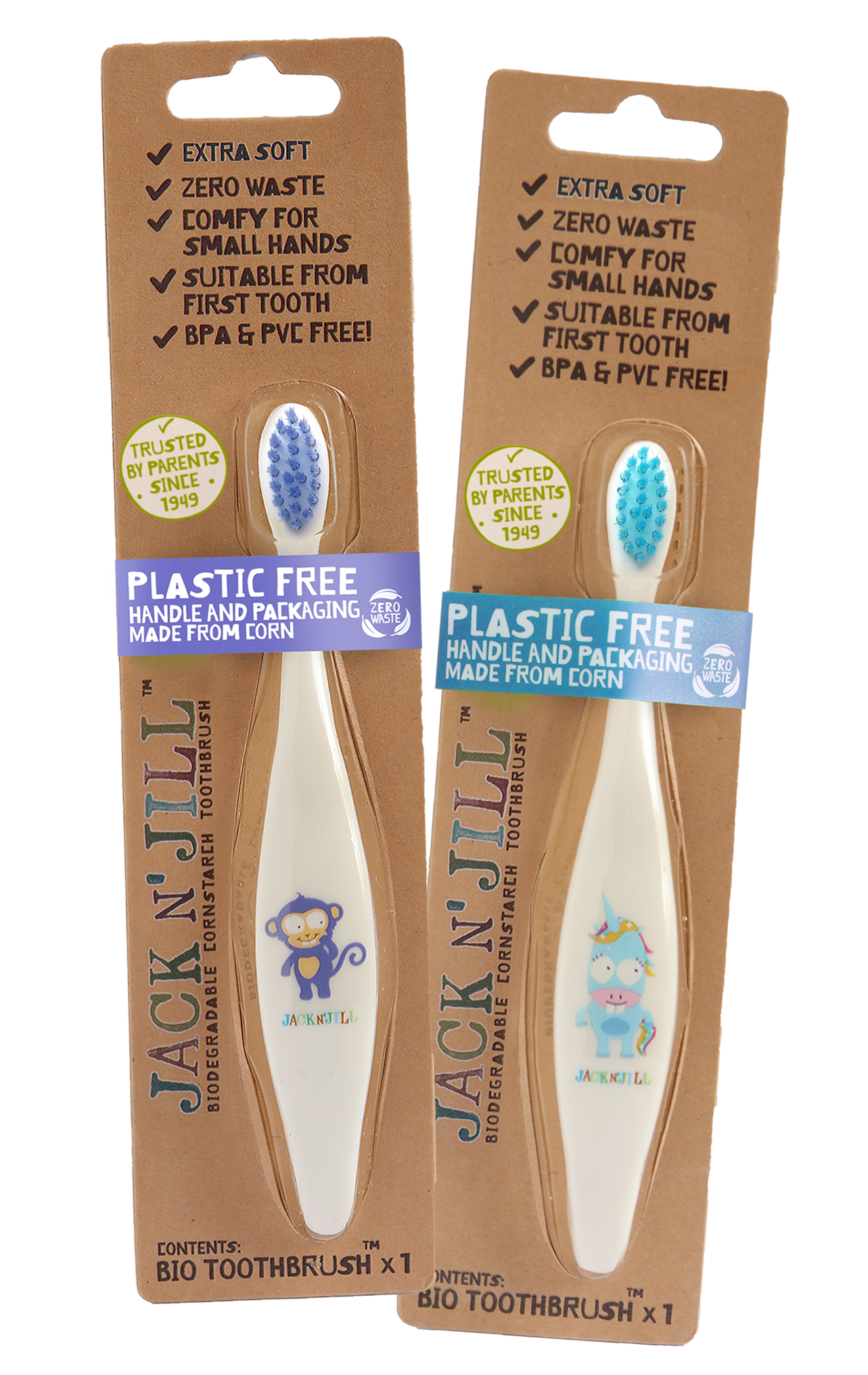 Jack N' Jill Kids Toothbrush - Assortment Unicorn & Monkey