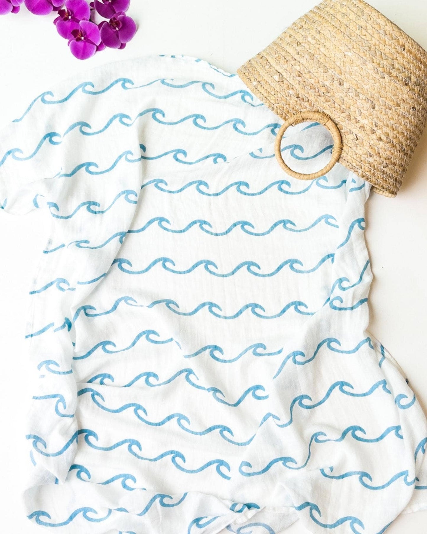 Endless Wave Print Organic Baby Swaddle