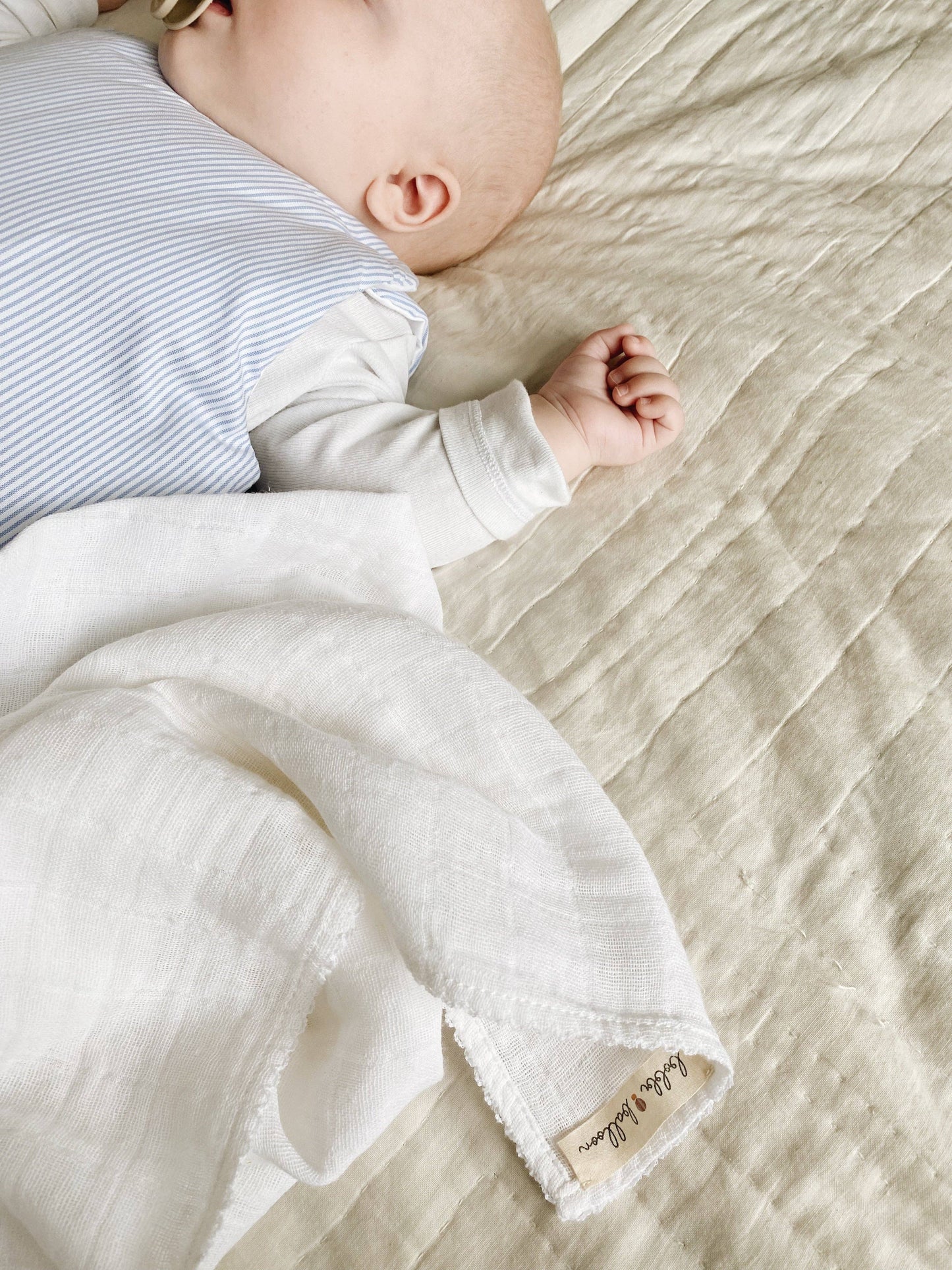 Muslin Swaddle with White Piping