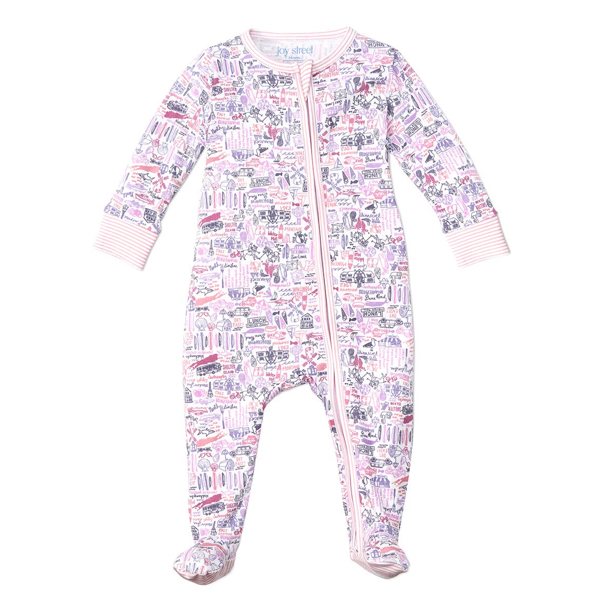 Hamptons Zip Baby Onesie: Sunset Pink