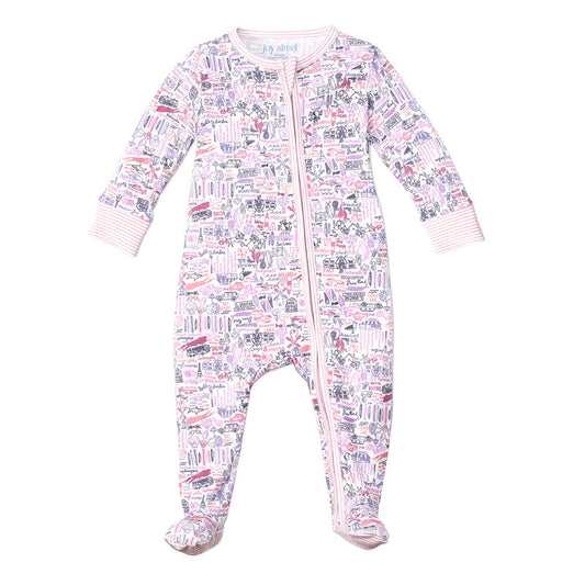 Hamptons Zip Baby Onesie: Sunset Pink