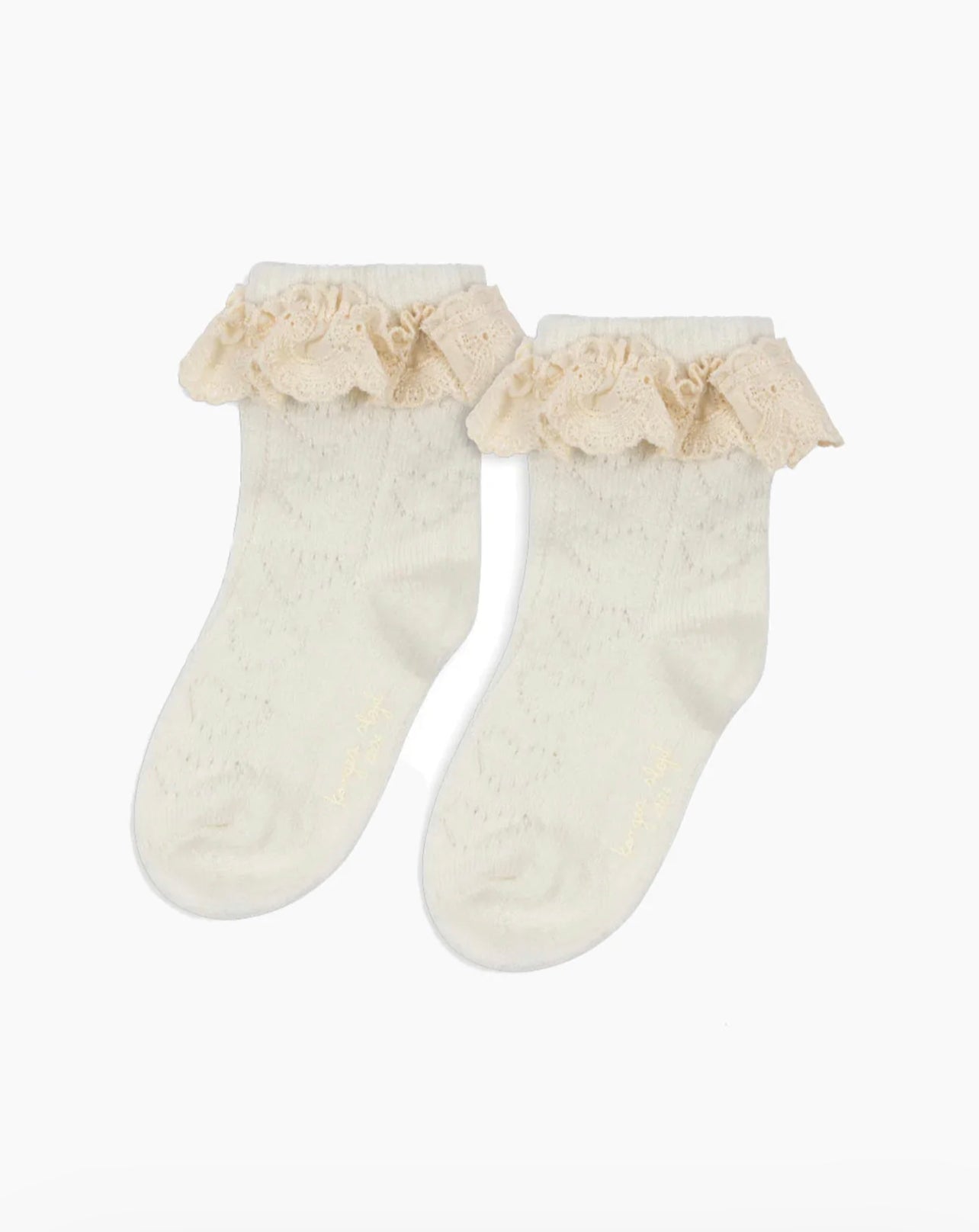 Wool Pointelle Socks - Beige