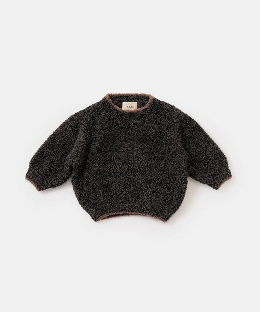 Fuzzy Boxy Sweater - Black Melange