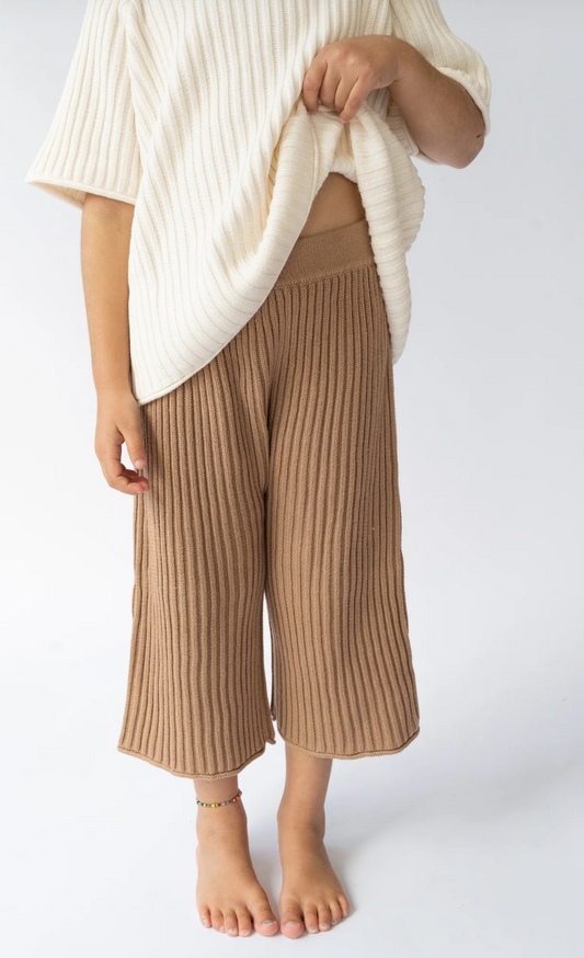 Essential Ribbed 3/4 Knit Pants | Chocolate