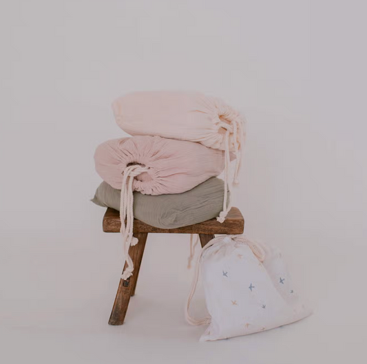 Organic Gauze Crib Sheet - Taupe Rose