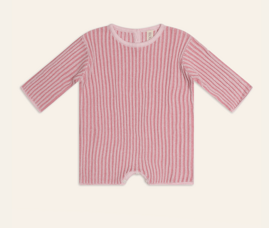 Essential Knit Romper | Strawberry Stripe