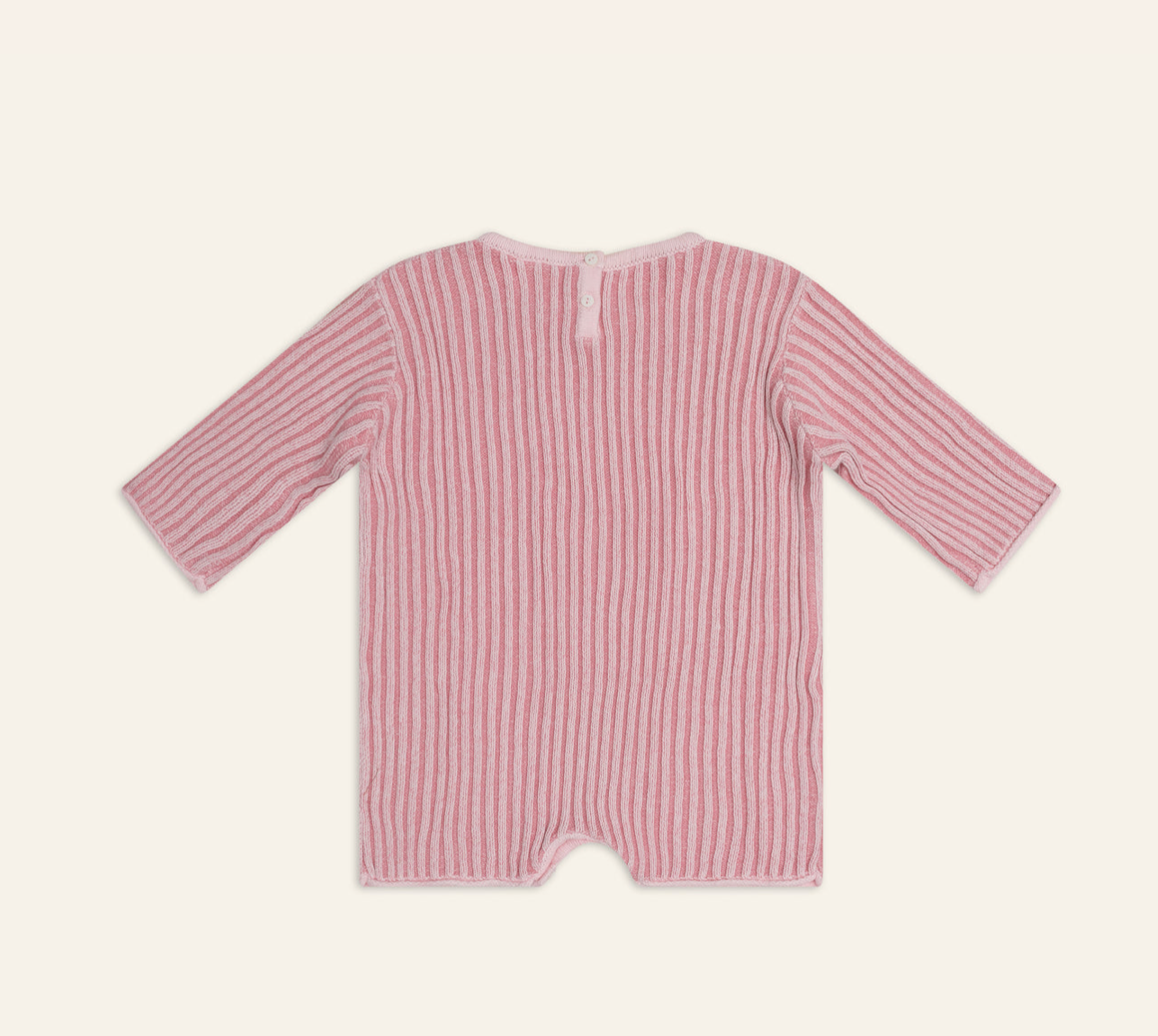 Essential Knit Romper | Strawberry Stripe