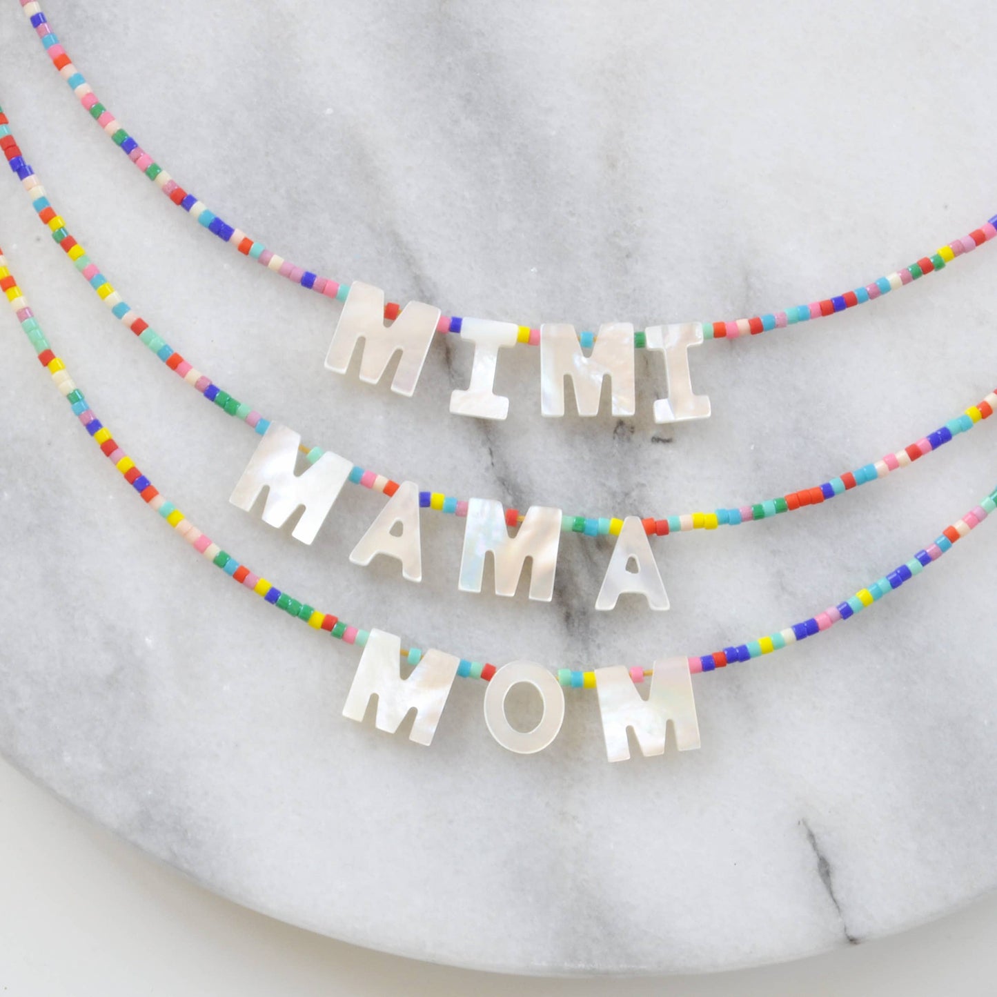 Necklace with Mother-of-Pearl Letters