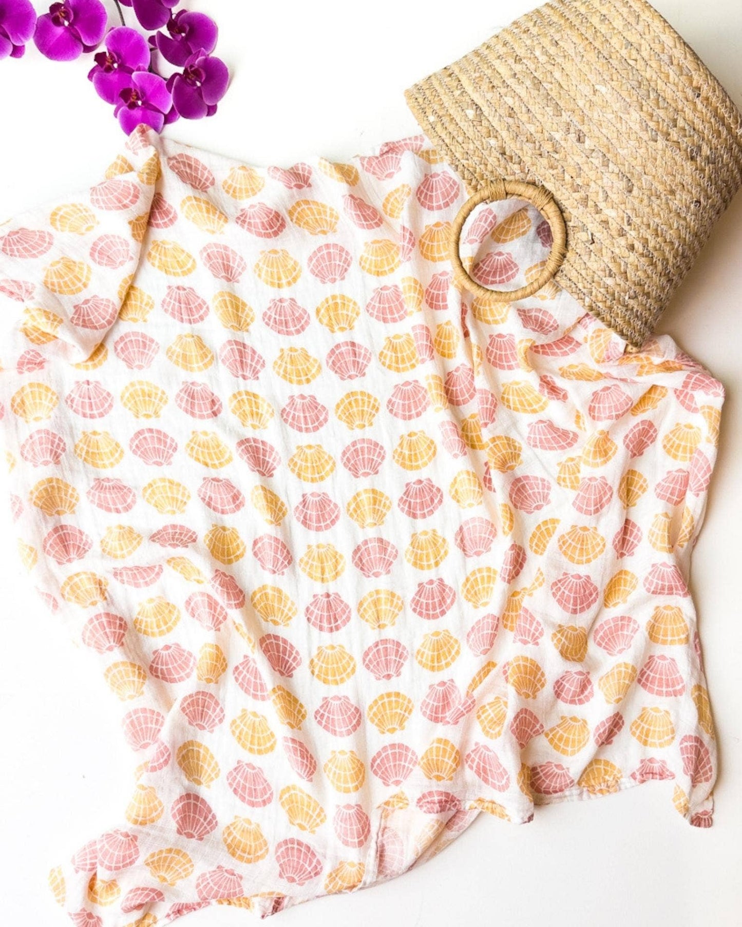 Sea Shell Print Organic Baby Swaddle